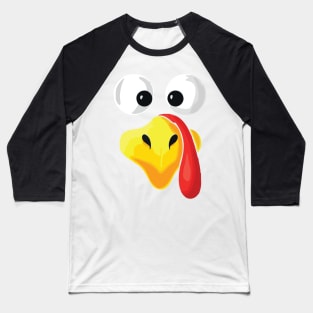 Funny Cute Happy Merry Thanksgiving turkey face Baseball T-Shirt